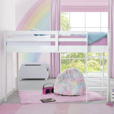 Kittitas twin low loft bed on sale with staircase harriet bee bed frame